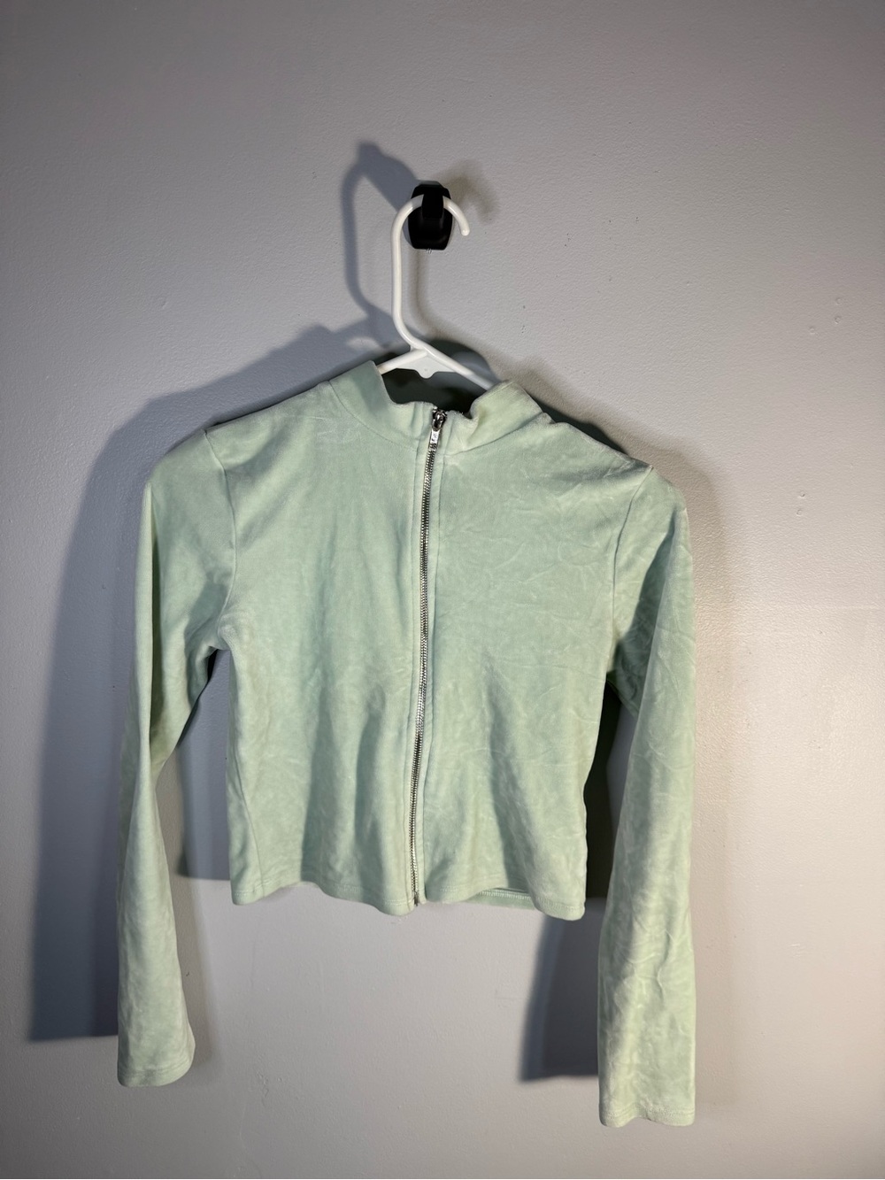 Forever 21 Mint Green Hooded Zip-Up Sweatshirt